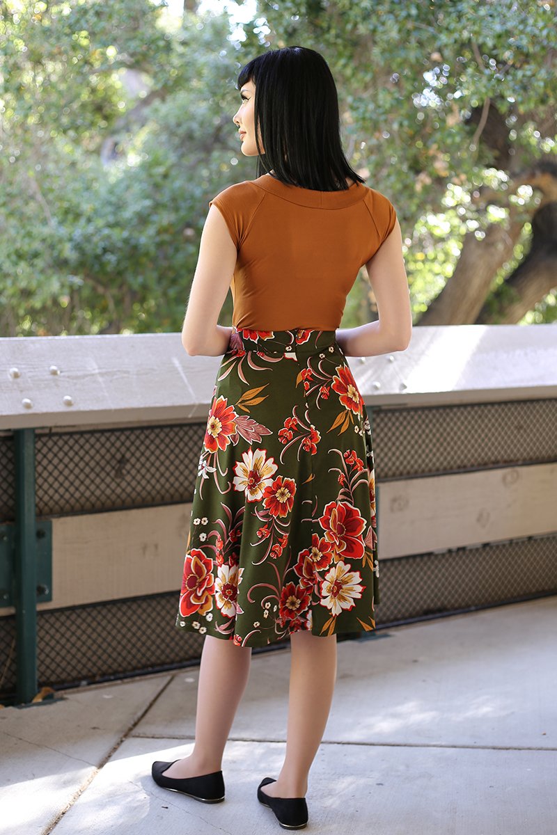 Charlotte Skirt in Green Floral