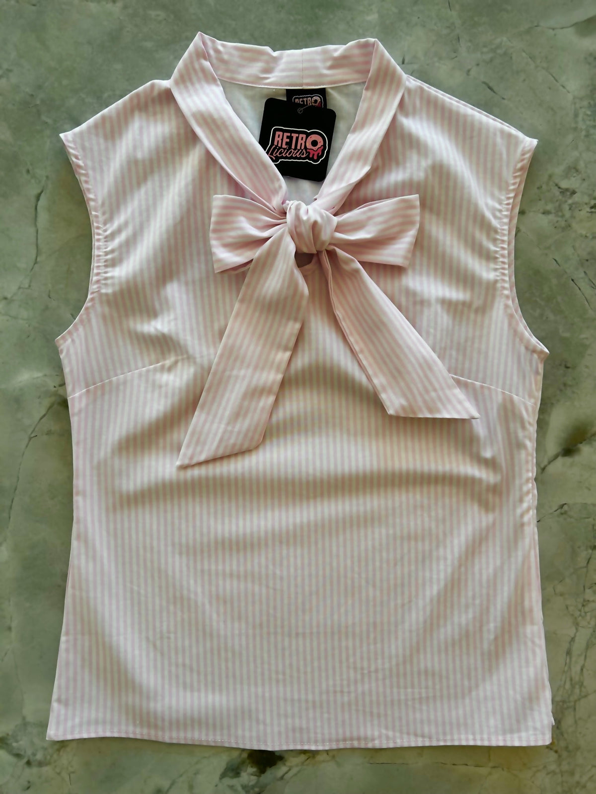 Pink Striped Bow Top
