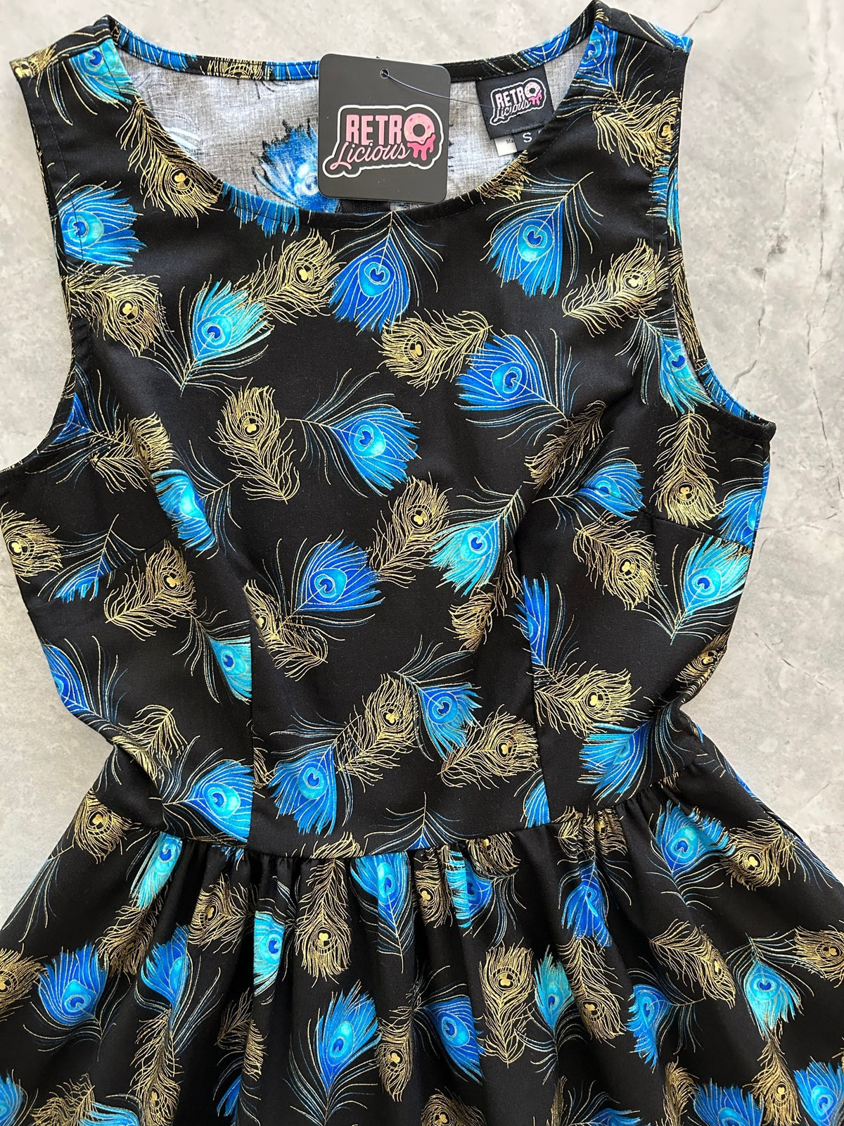 Peacock Feathers Vintage Dress