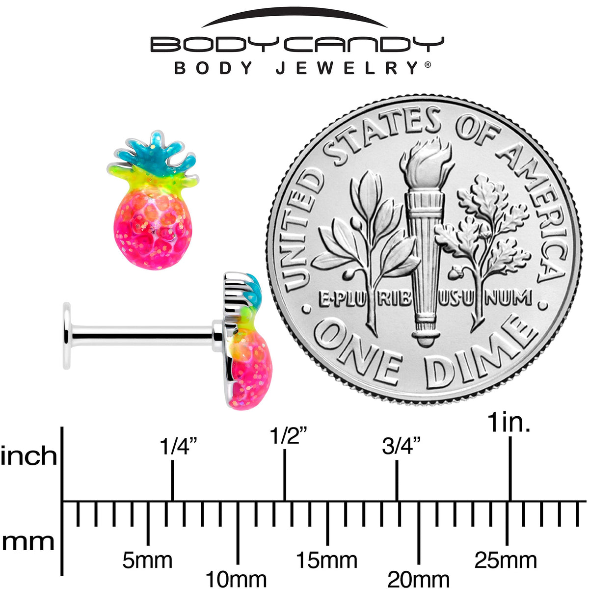 16G 5/16 Hot Tropical Pineapple Labret Monroe Tragus