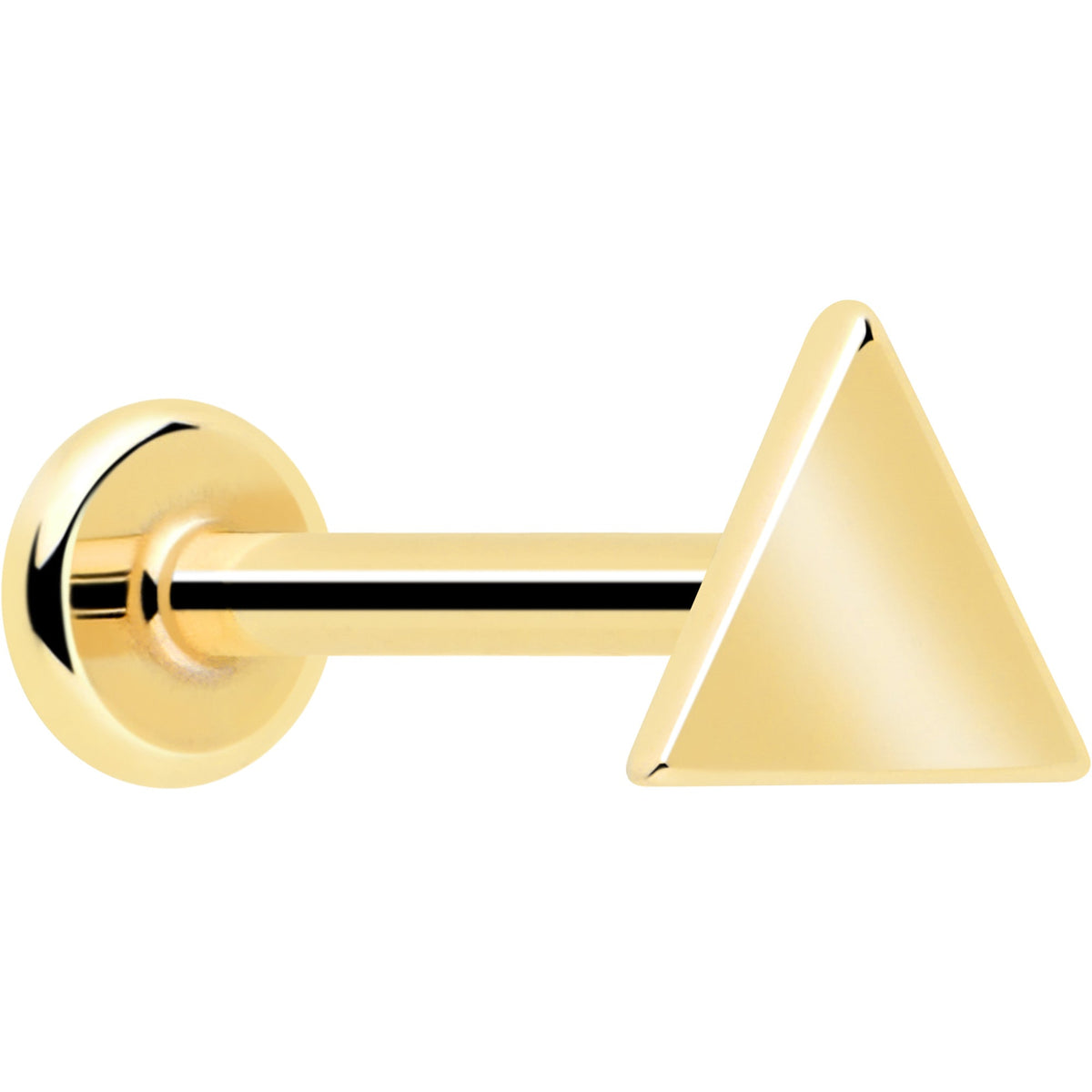 14k Solid Yellow Gold 3mm Triangle Threadless Push In Flat Back Stud