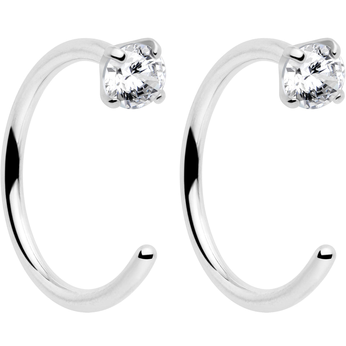 20G 2mm Gem Implant Grade Titanium Open Hoop Earrings