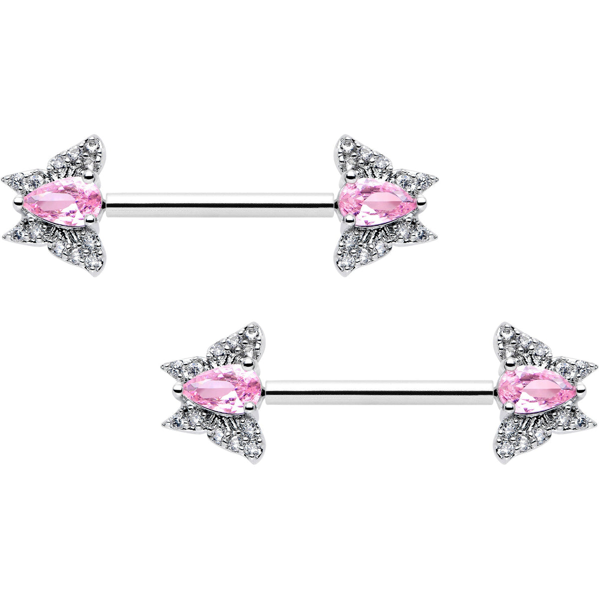 14G 9/16 Style Butterfly Threadless Nipple Ring Set