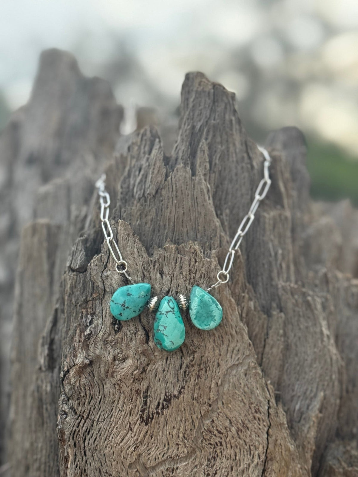 Authentic Teardrop Turquoise Stones Necklace