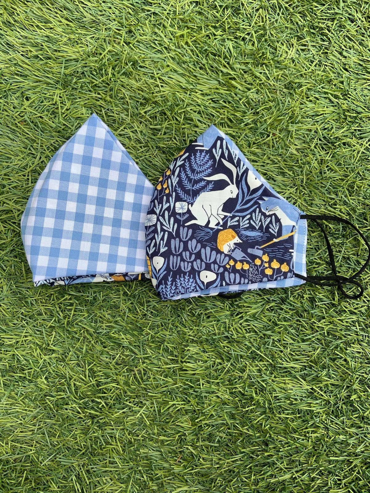 Busy Bees/Blue Gingham Mask