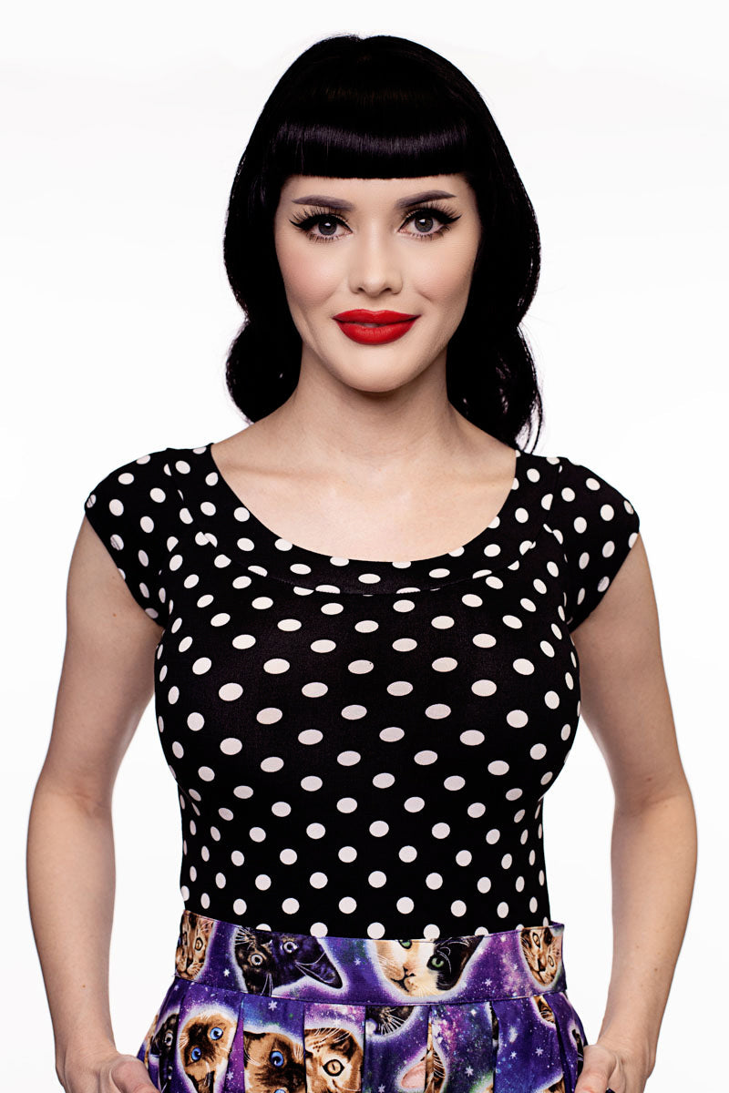 Boat Neck Top in Polka Dots
