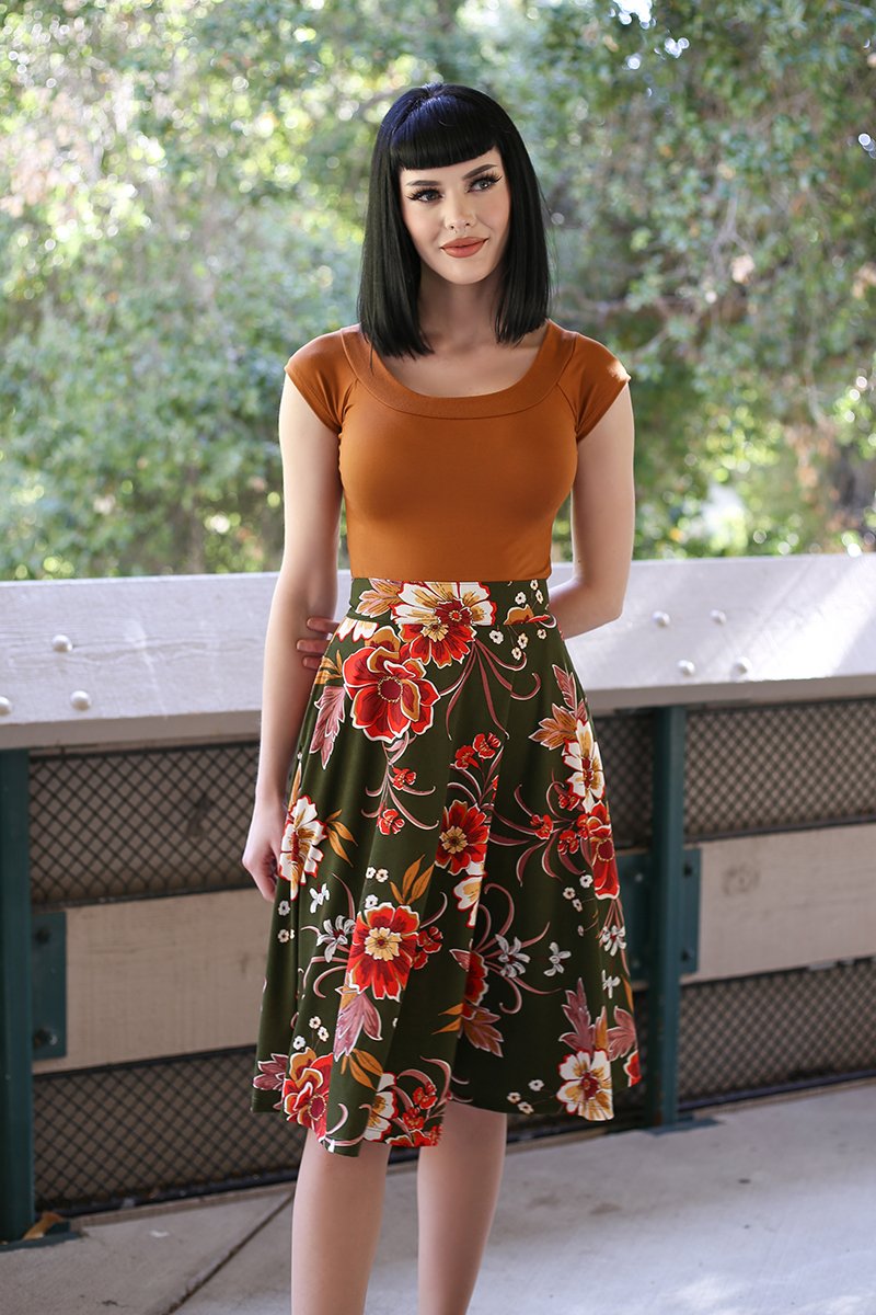 Charlotte Skirt in Green Floral