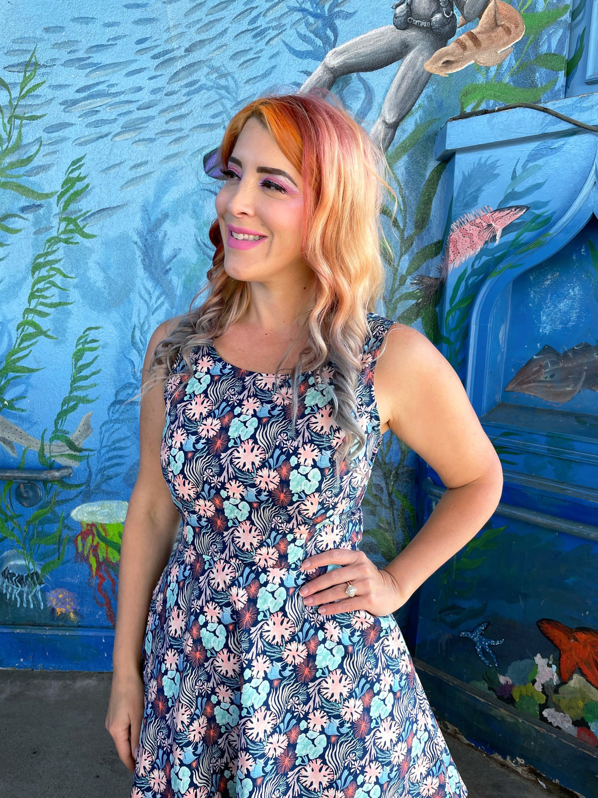 Coral Skater Dress