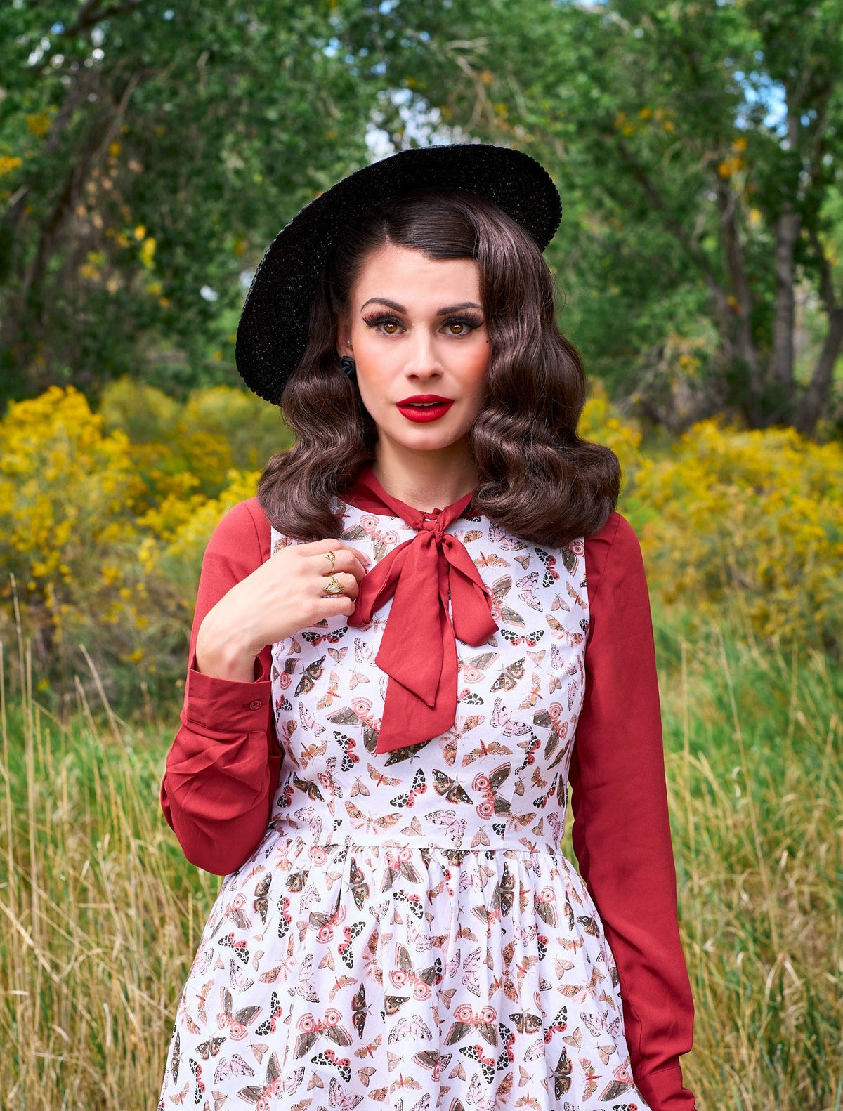 Helen Retro Blouse in Cognac - 3X only