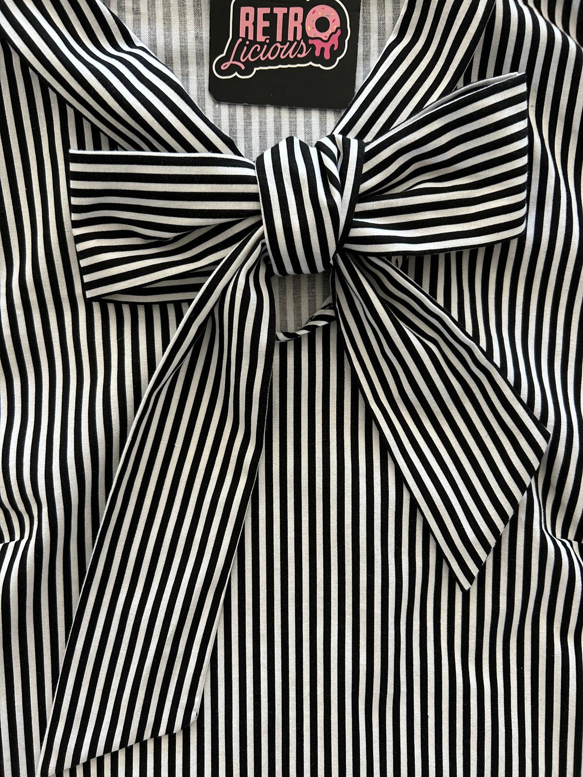 Black Striped Bow Top - 4X only, 1 left!