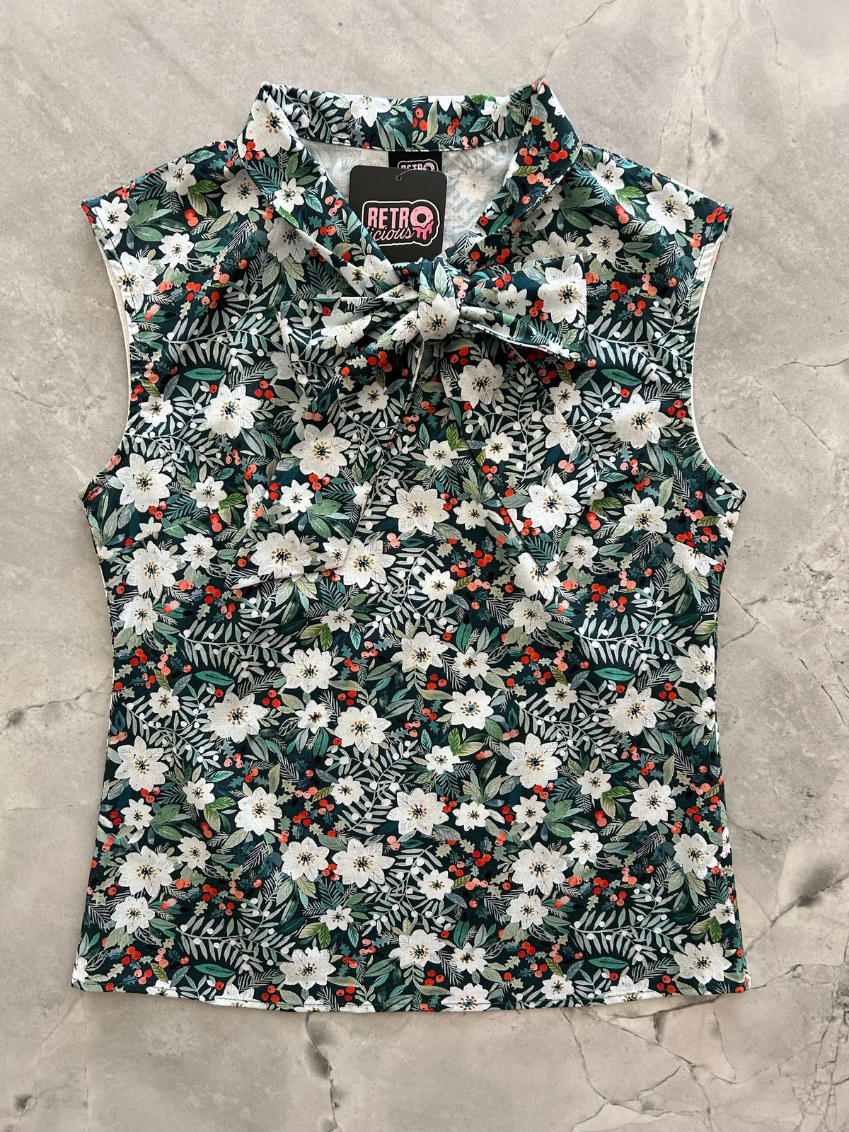 Winter Floral Bow Top