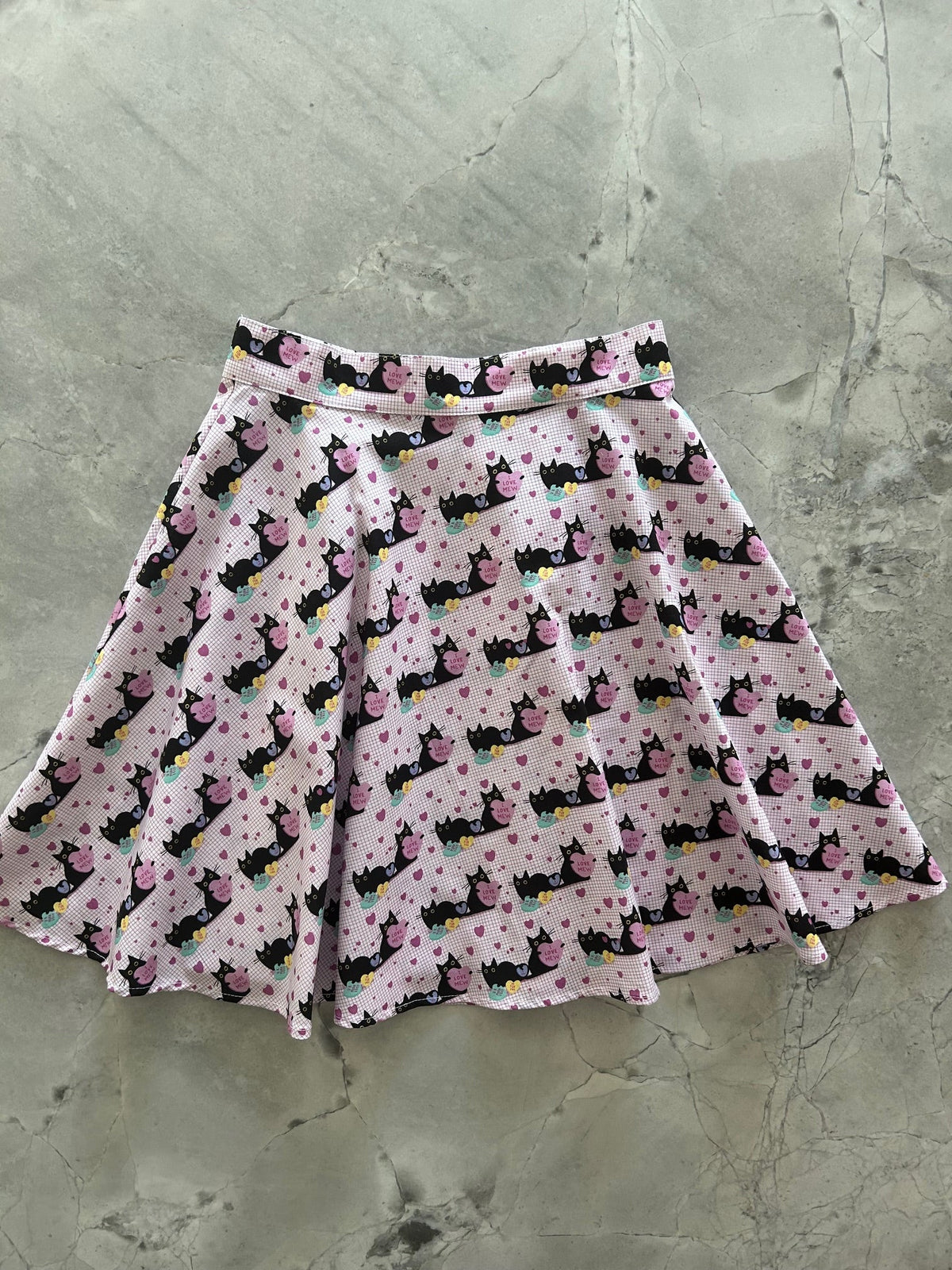 Pink Cats Skater Skirt