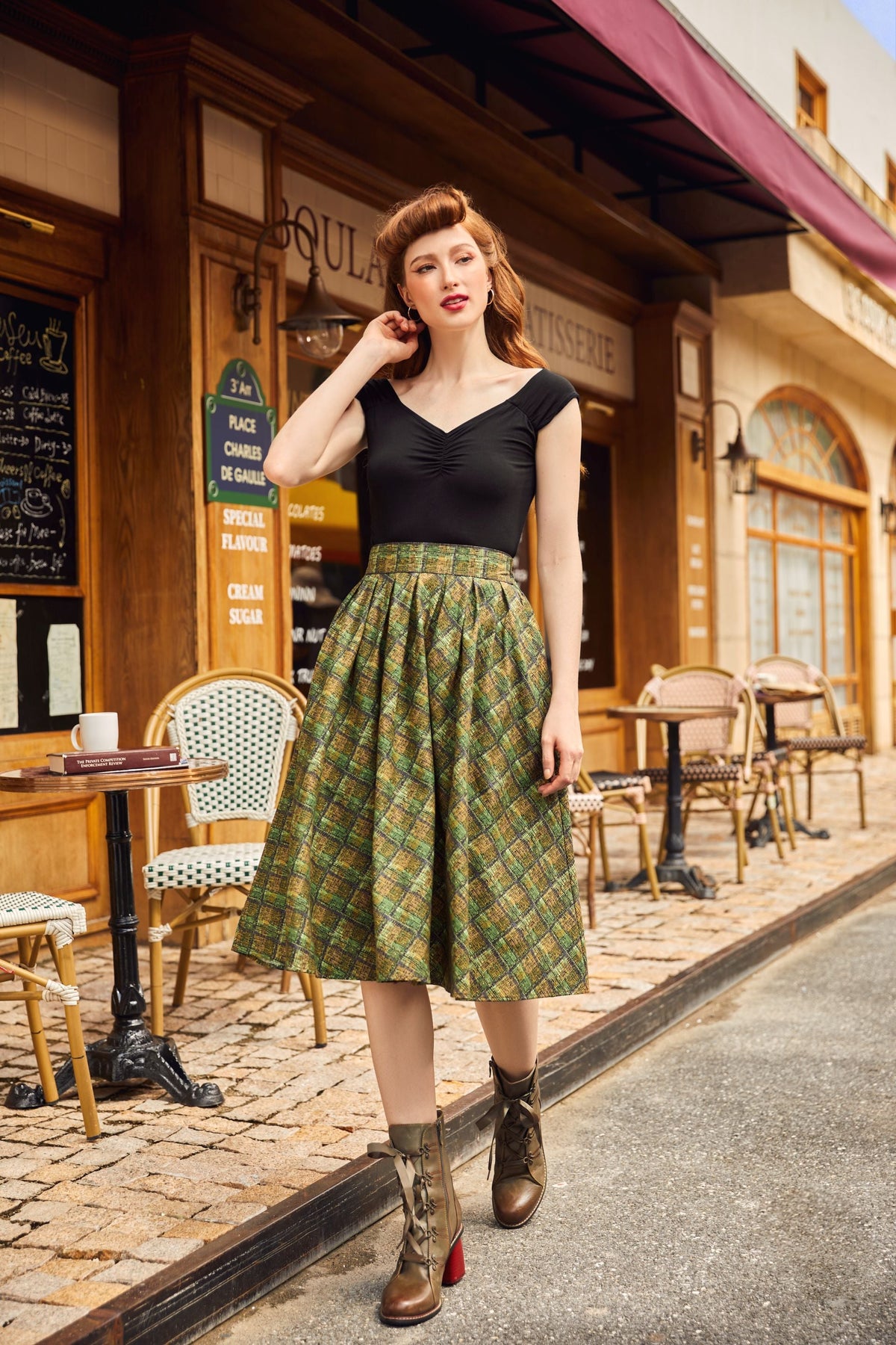 Green Plaid Doris Skirt