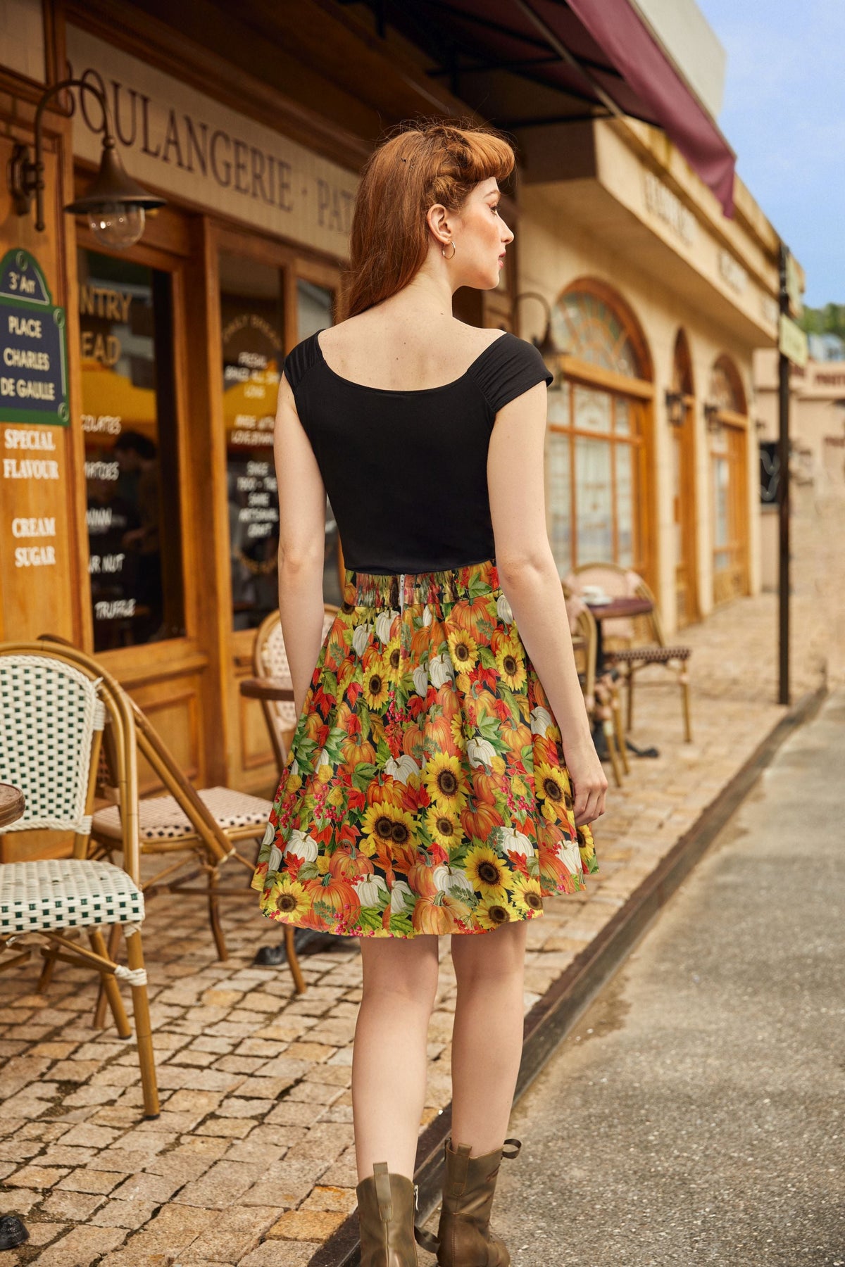 Sunflower & Pumpkin Skater Skirt