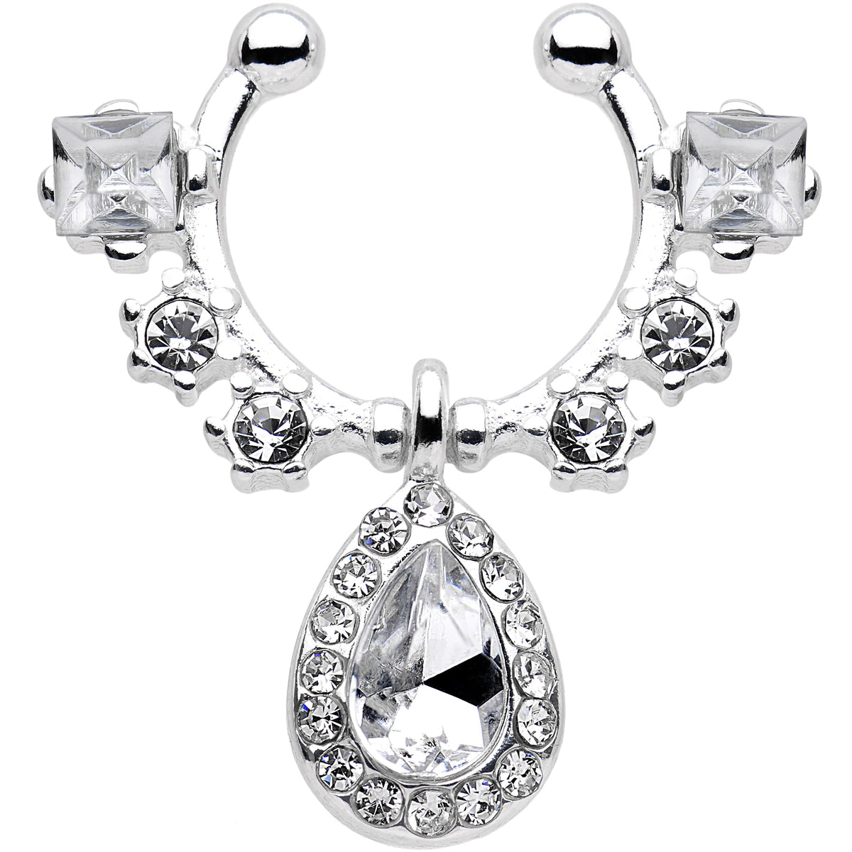 Clear Gem Silhouette Dangle Clip On Septum