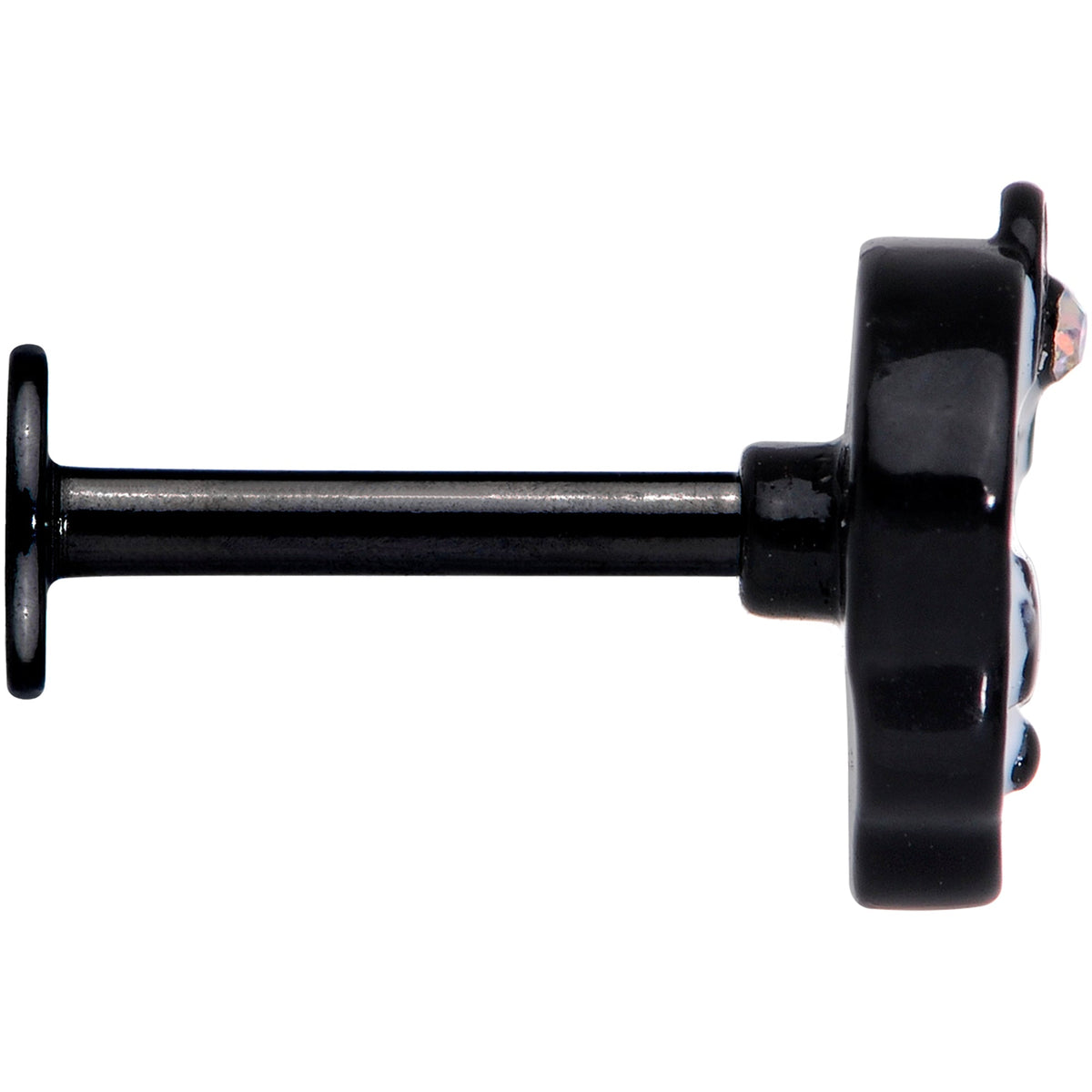 16G 5/16 Aurora Gem Black Kawaii Skull Labret Monroe Tragus
