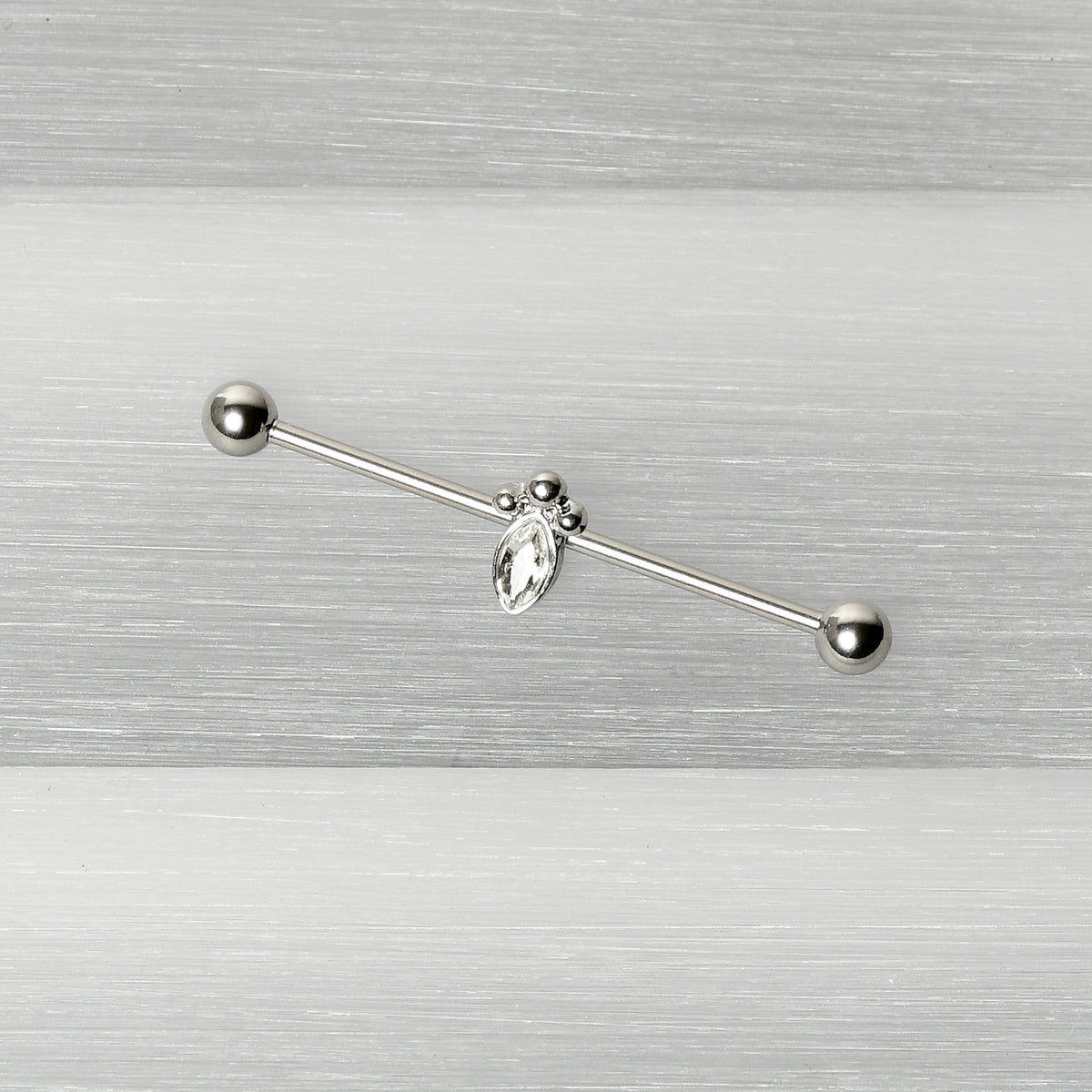 14G Gem Deco Oval Industrial Barbell 38mm