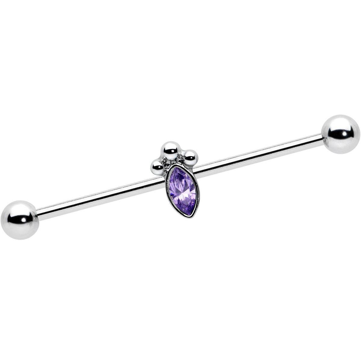 14G Gem Deco Oval Industrial Barbell 38mm