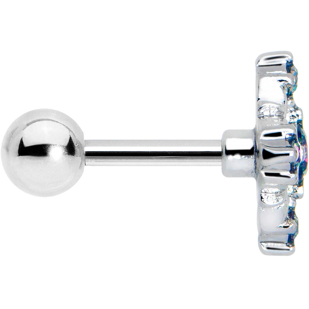 16G 1/4 Vitrail CZ Gem Beauty Cross Cartilage Tragus Earring