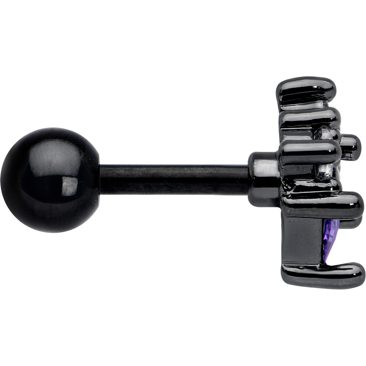 16G 1/4 Purple CZ Gem Black Rhombus Riot Cartilage Tragus Earring