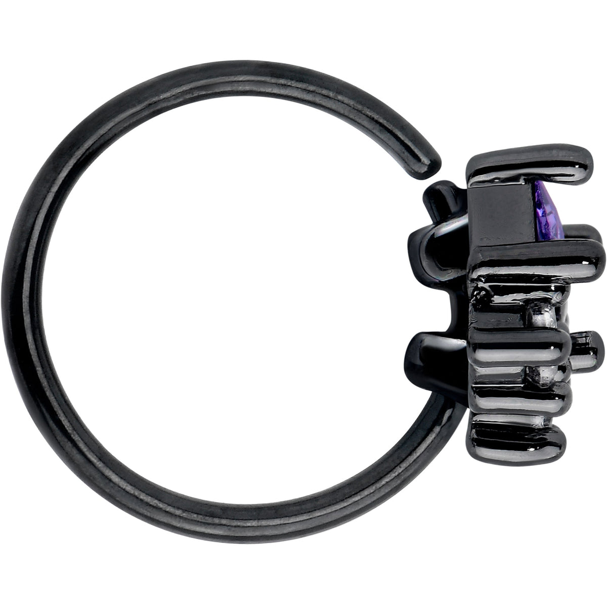 20G 5/16 Purple CZ Gem Black Rhombus Riot Nose Hoop