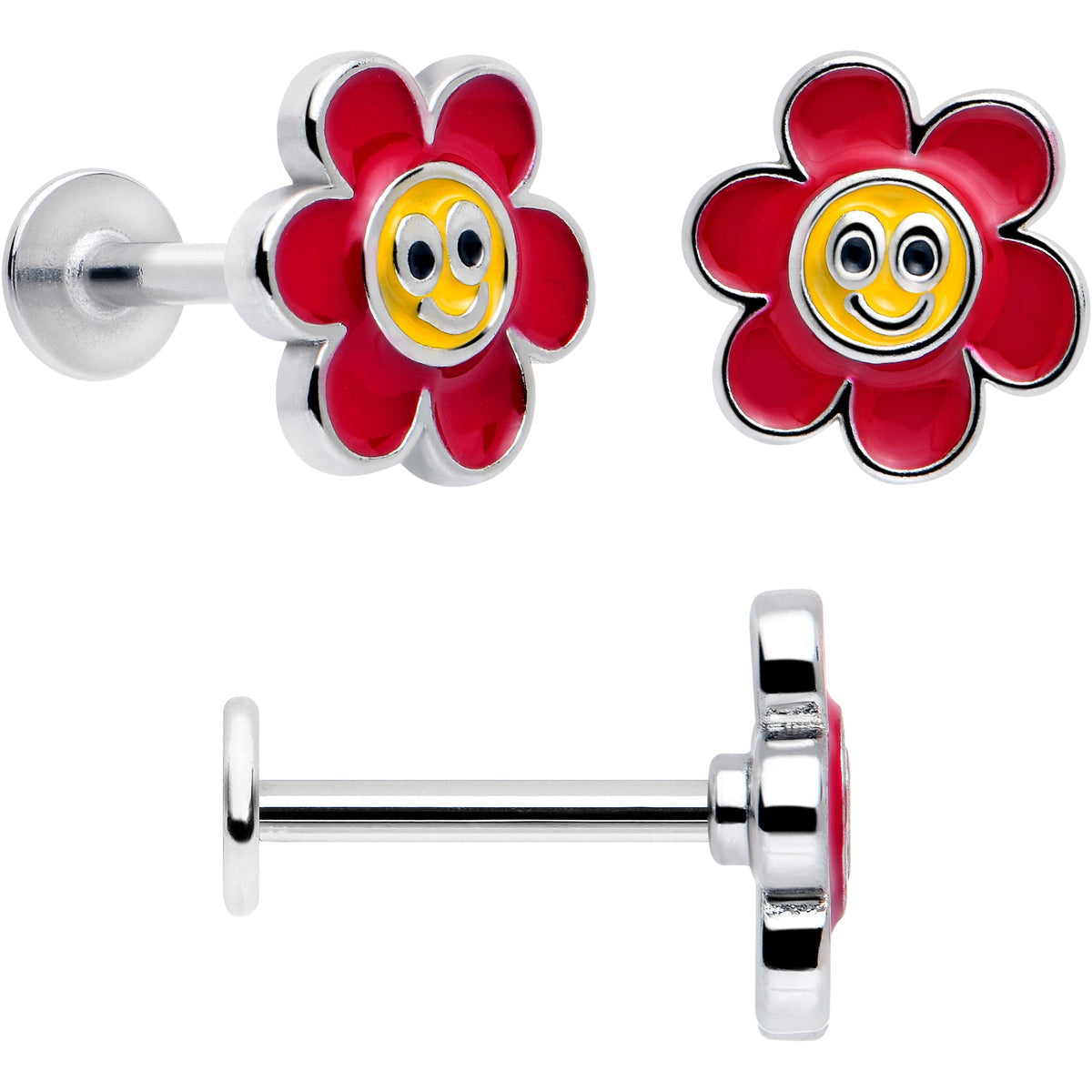 16G 5/16 Ladybug Hippie Flower Labret Monroe Tragus Set of 3