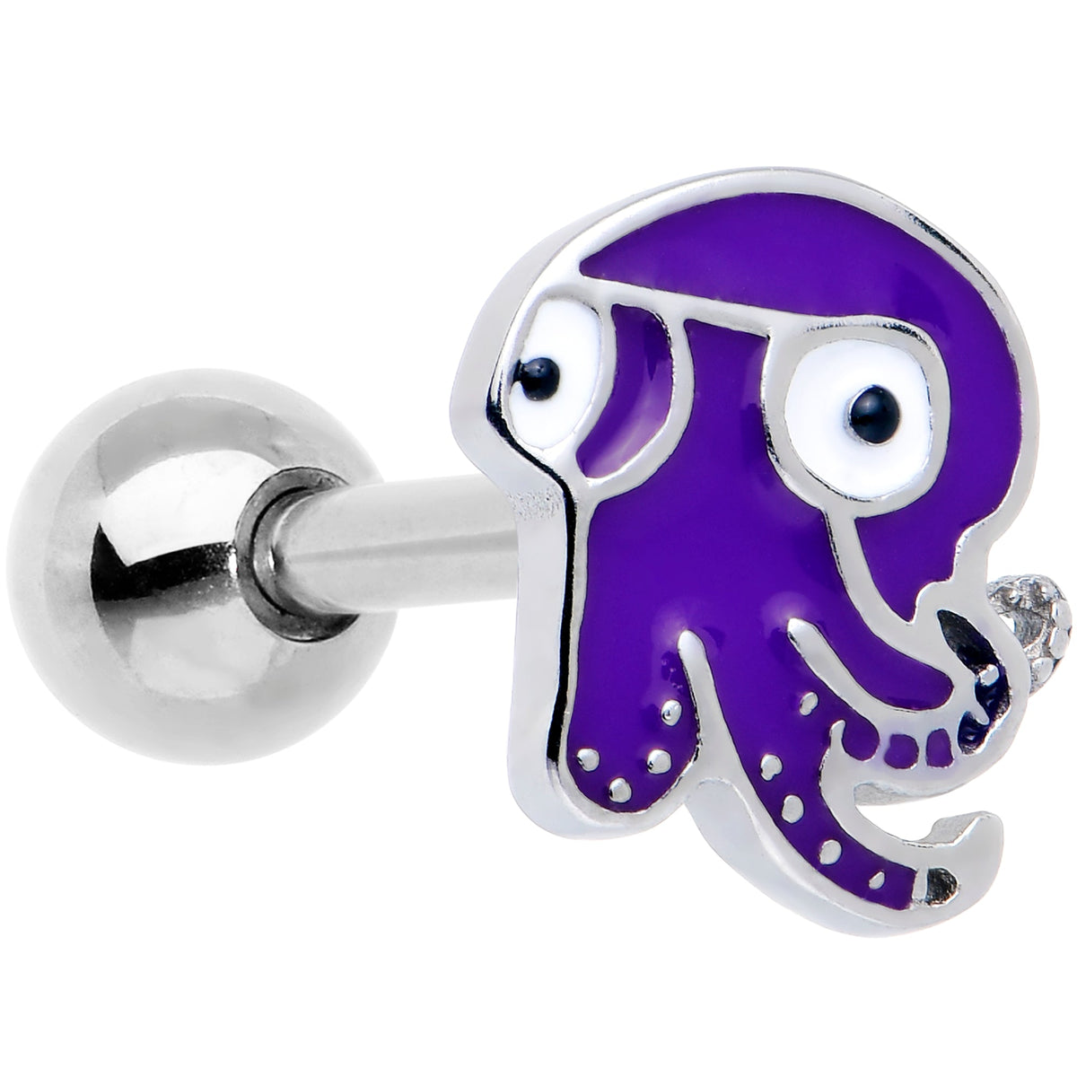 Purple Octopus Barbell Tongue Ring