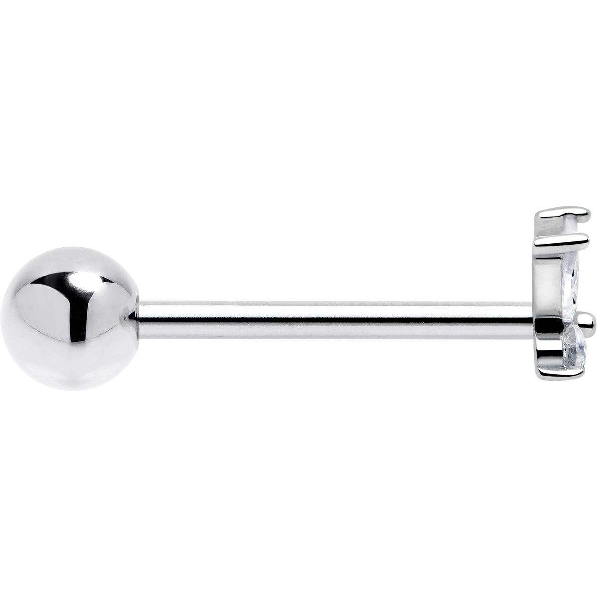 Clear CZ Gem Open Wing Butterfly Barbell Tongue Ring