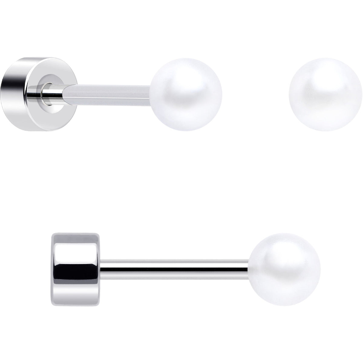 20G Aurora Gem White Orb Butterfly Flatback Earring Set of 6