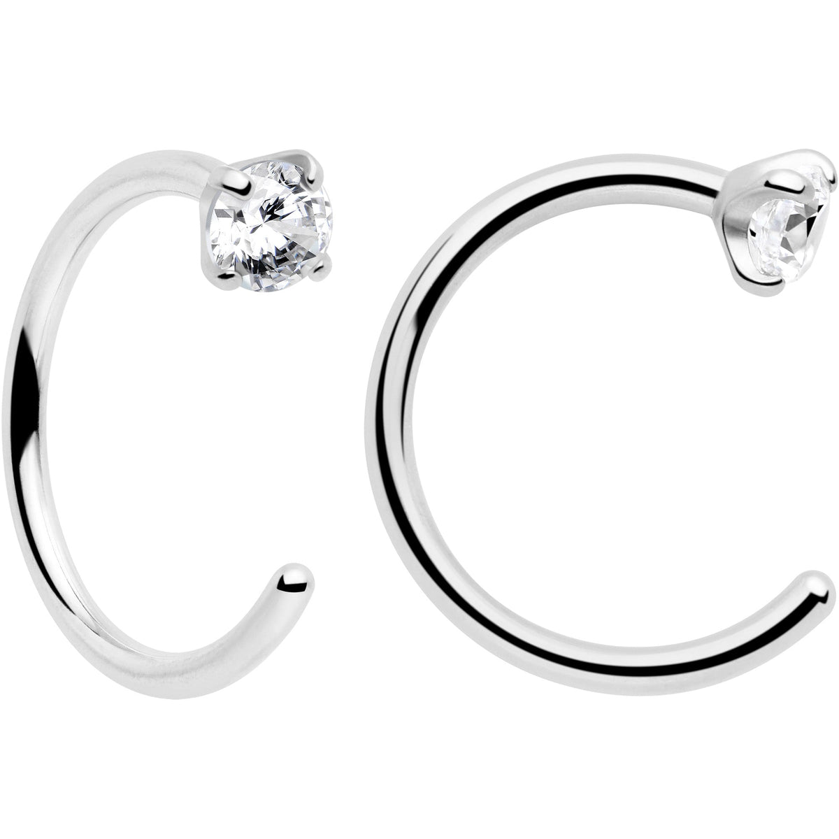 20G 2mm Gem Implant Grade Titanium Open Hoop Earrings