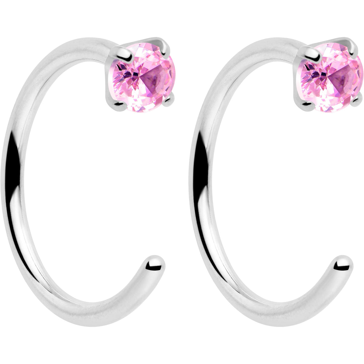 20G 2mm Gem Implant Grade Titanium Open Hoop Earrings