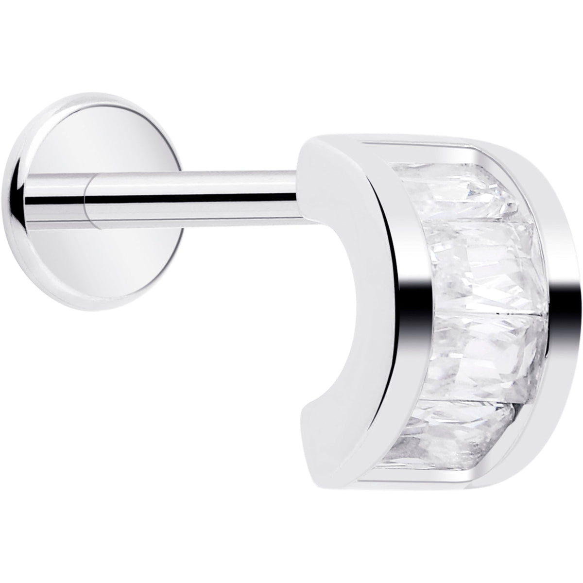 18G 5/16 CZ Gem Horseshoe Threadless Push In Labret Monroe Tragus