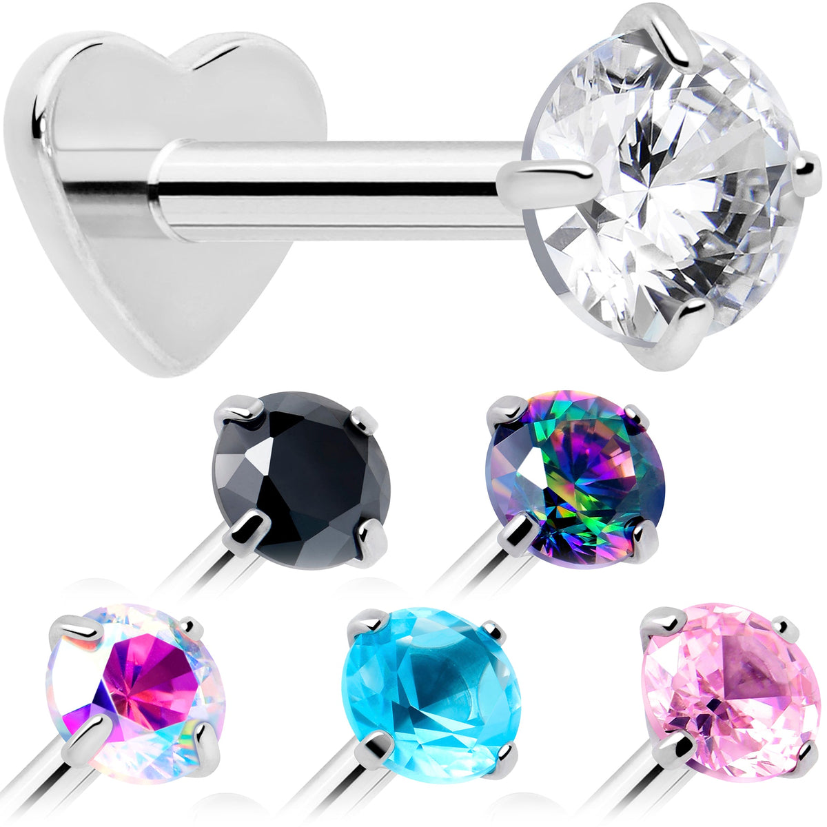18G 5/16 CZ Implant Grade Titanium Reversible Threadless Flatback