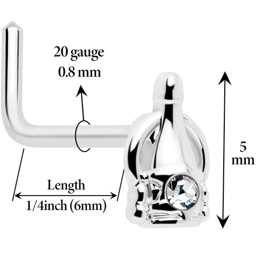 20G 7mm Clear Gem Champagne Dreams L Shape Nose Ring