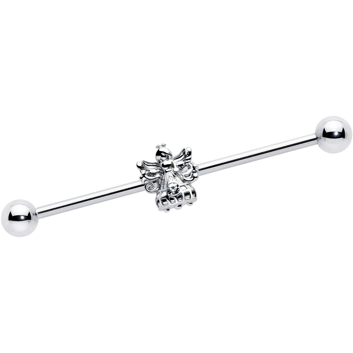 14G Clear CZ Gem Fabulous Angel Industrial Barbell 38mm