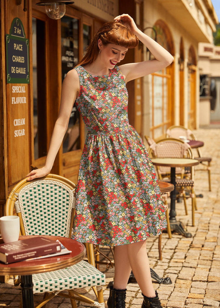 Colorful Floral Vintage Dress - Plus Sizes only