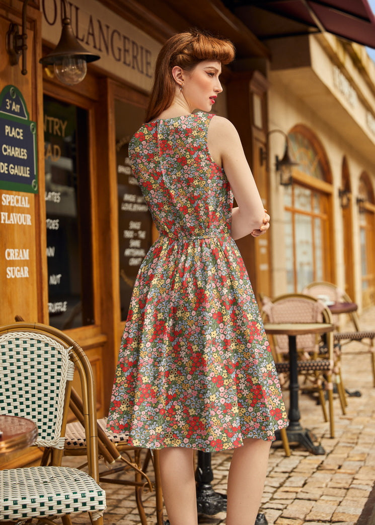 Colorful Floral Vintage Dress - Plus Sizes only
