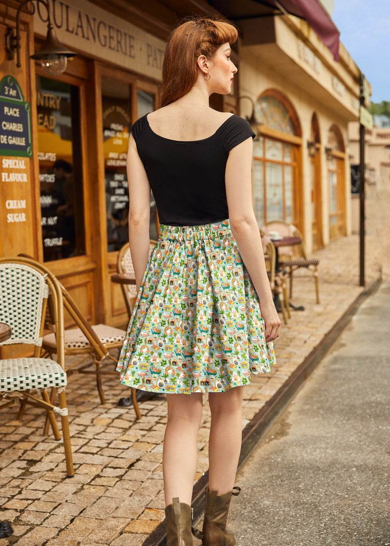 Cats & Plants Skater Skirt