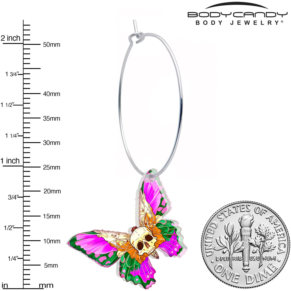 Butterfly Skull Hoop Earrings by Onyx O
