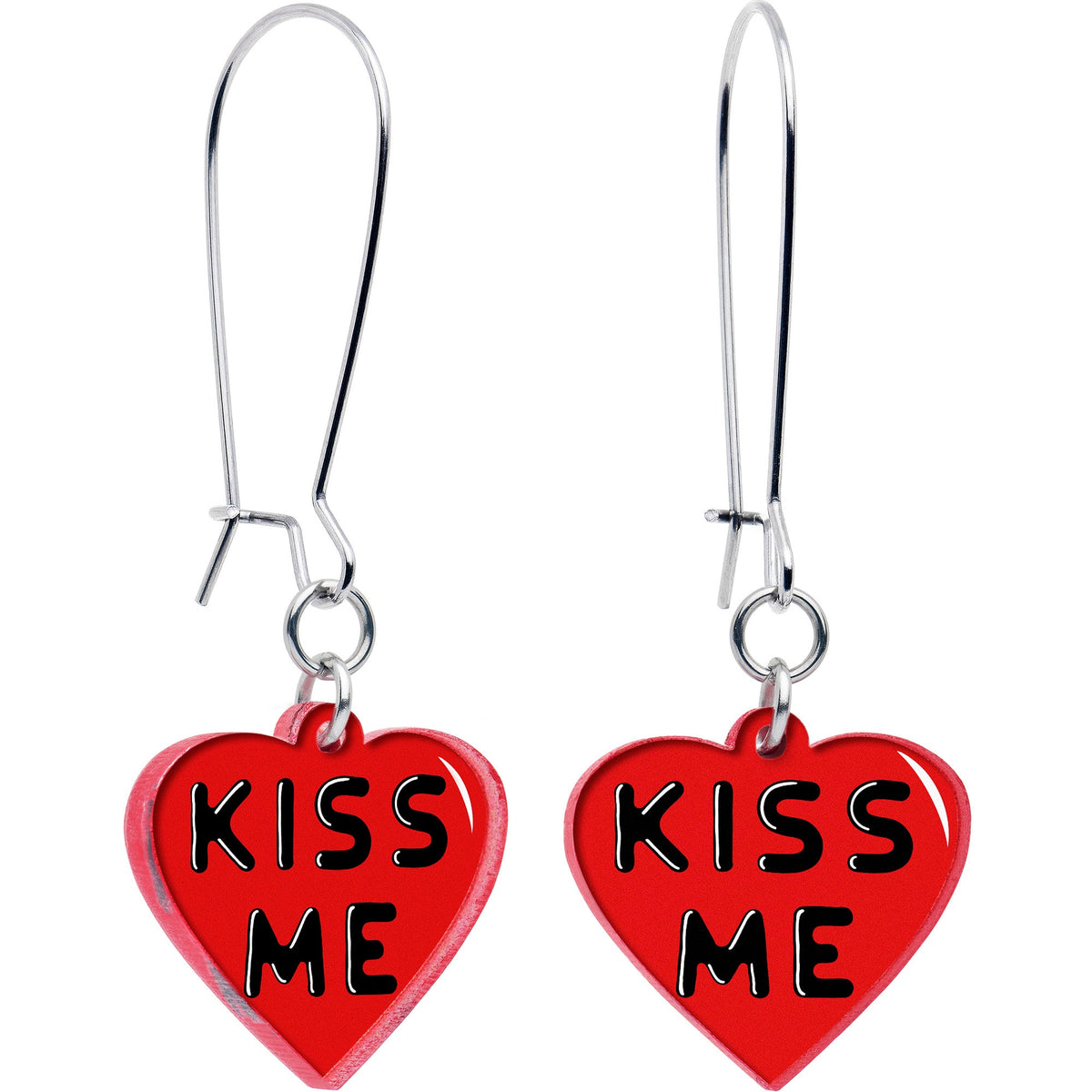 Kiss Me Heart Dangle Earrings by Onyx O