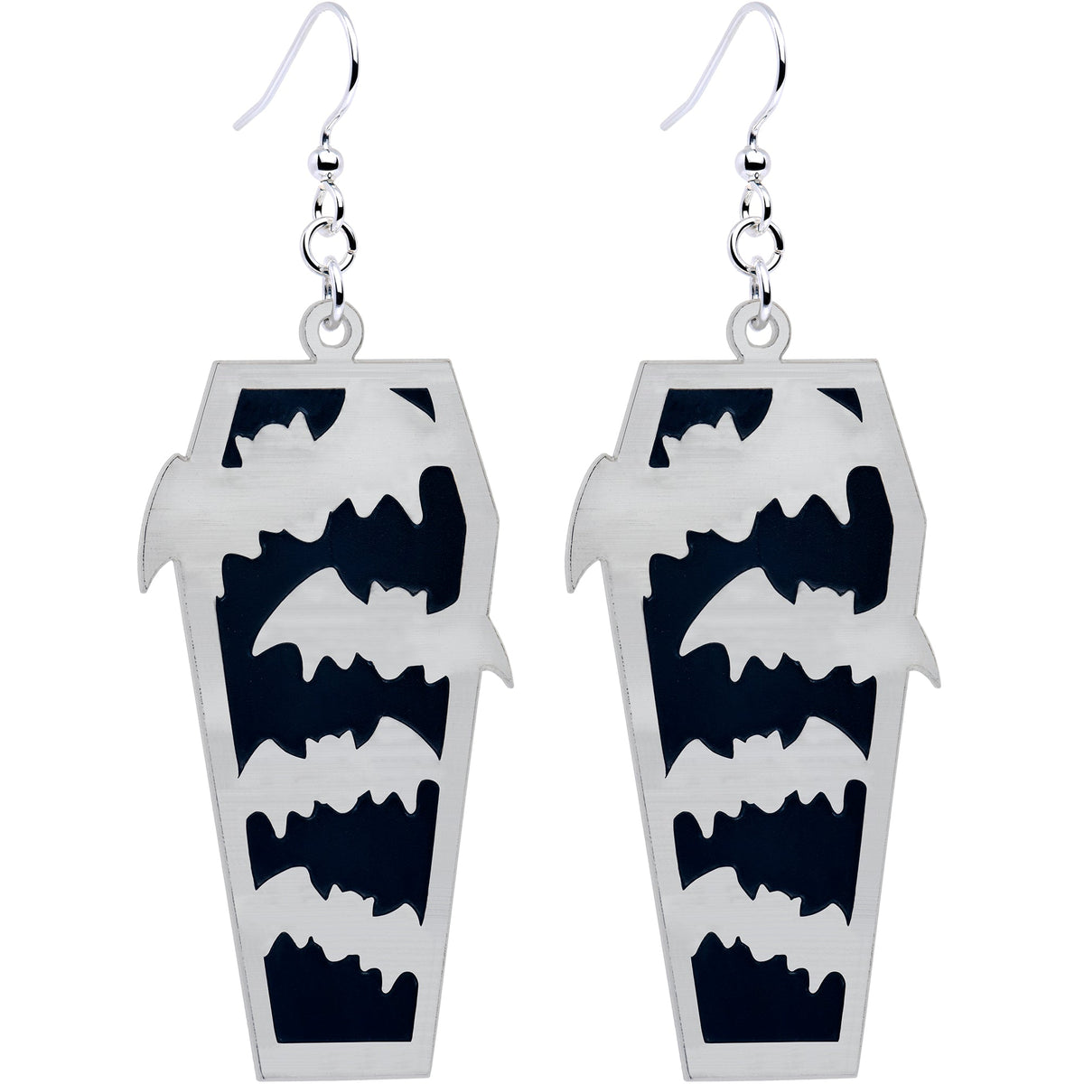 Glowing Bats Coffin Glow in the Dark Dangle Earrings by Onyx O