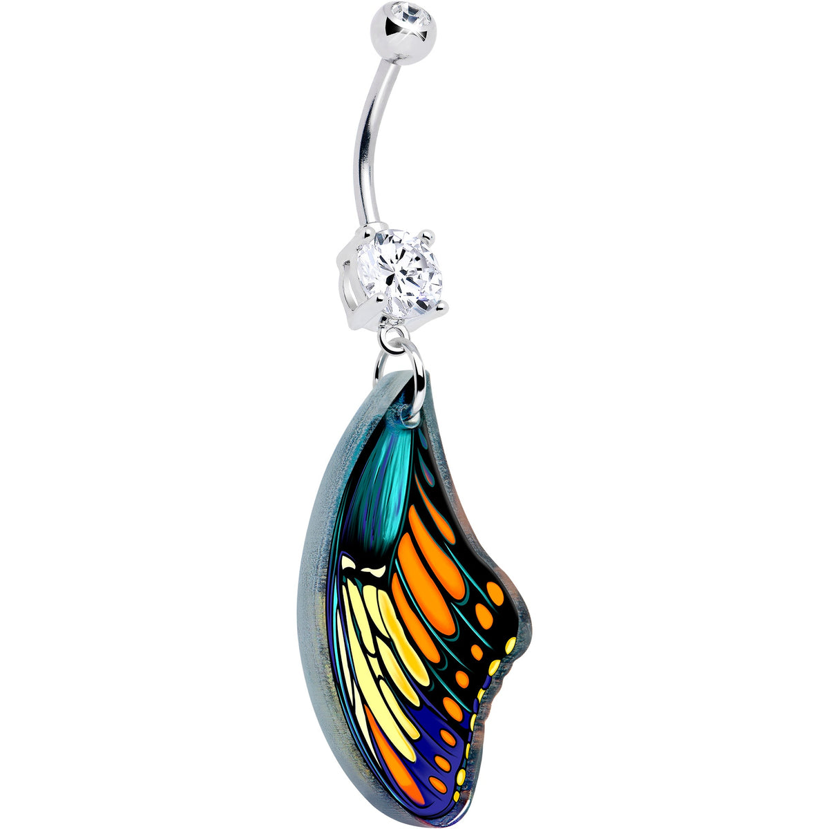 Double Gem Butterfly Wing Dangle Belly Ring by Onyx O