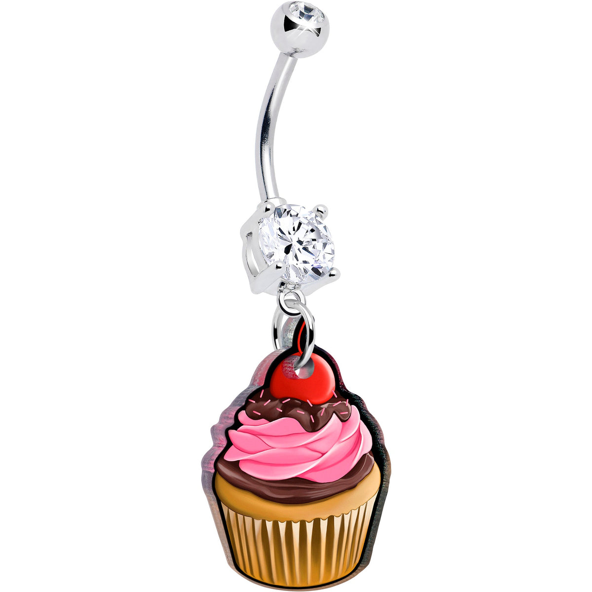 Double Gem Valentine Cupcake Dangle Belly Ring by Onyx O