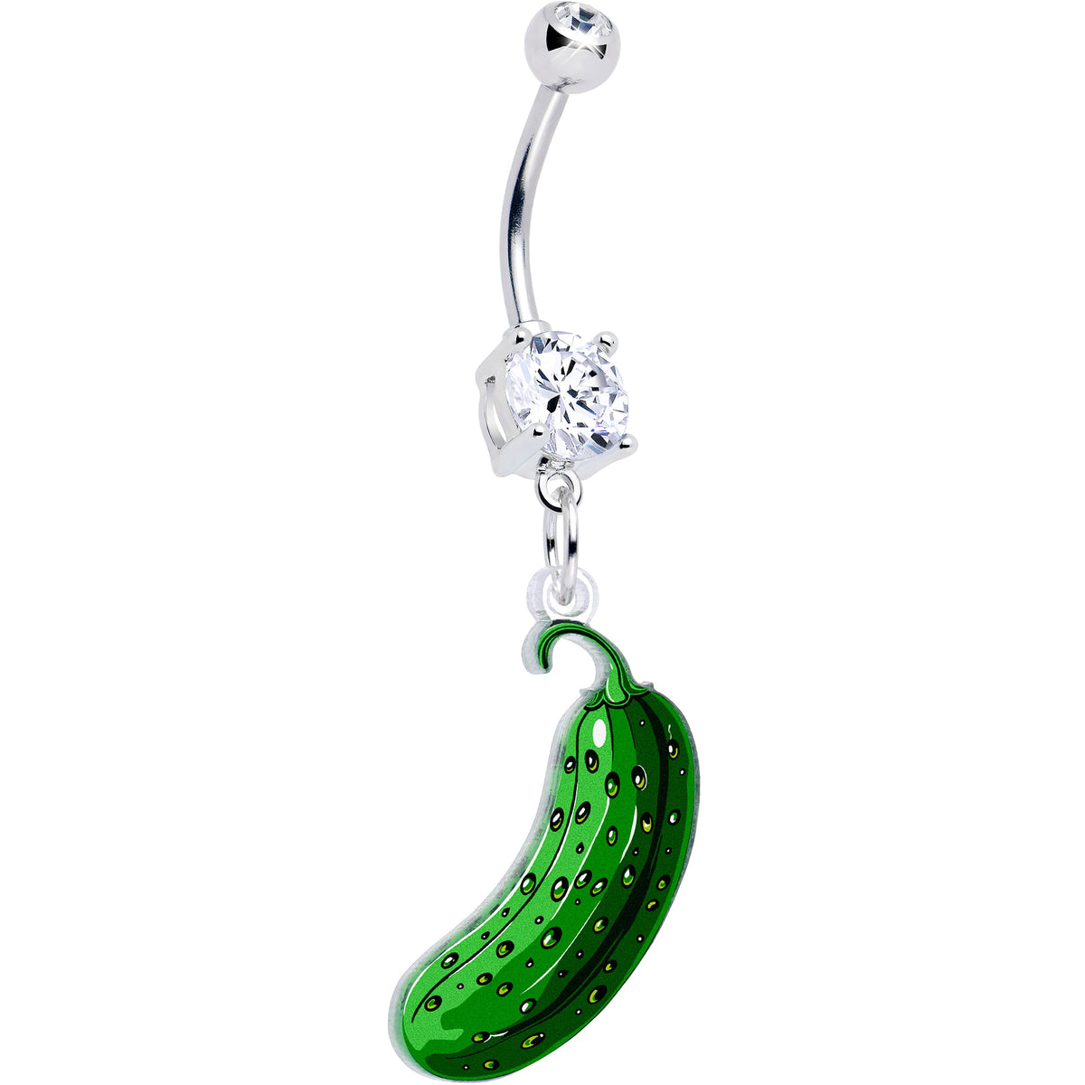 Acrylicious  Funky Green Pickle Dangle Belly Ring by Onyx O