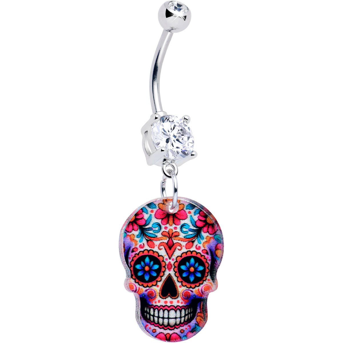 Acrylicious Happy Sugar Skull Dangle Belly Ring
