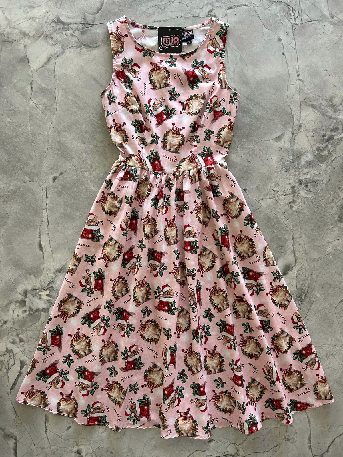 Holiday Cats Midi Dress