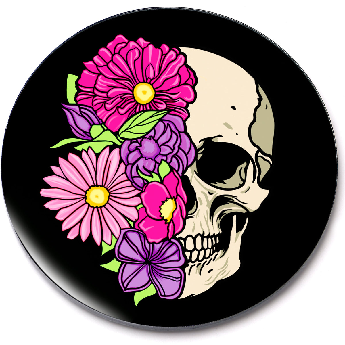 Acrylicious Floral Flowers Skull Magnet by Onyx O