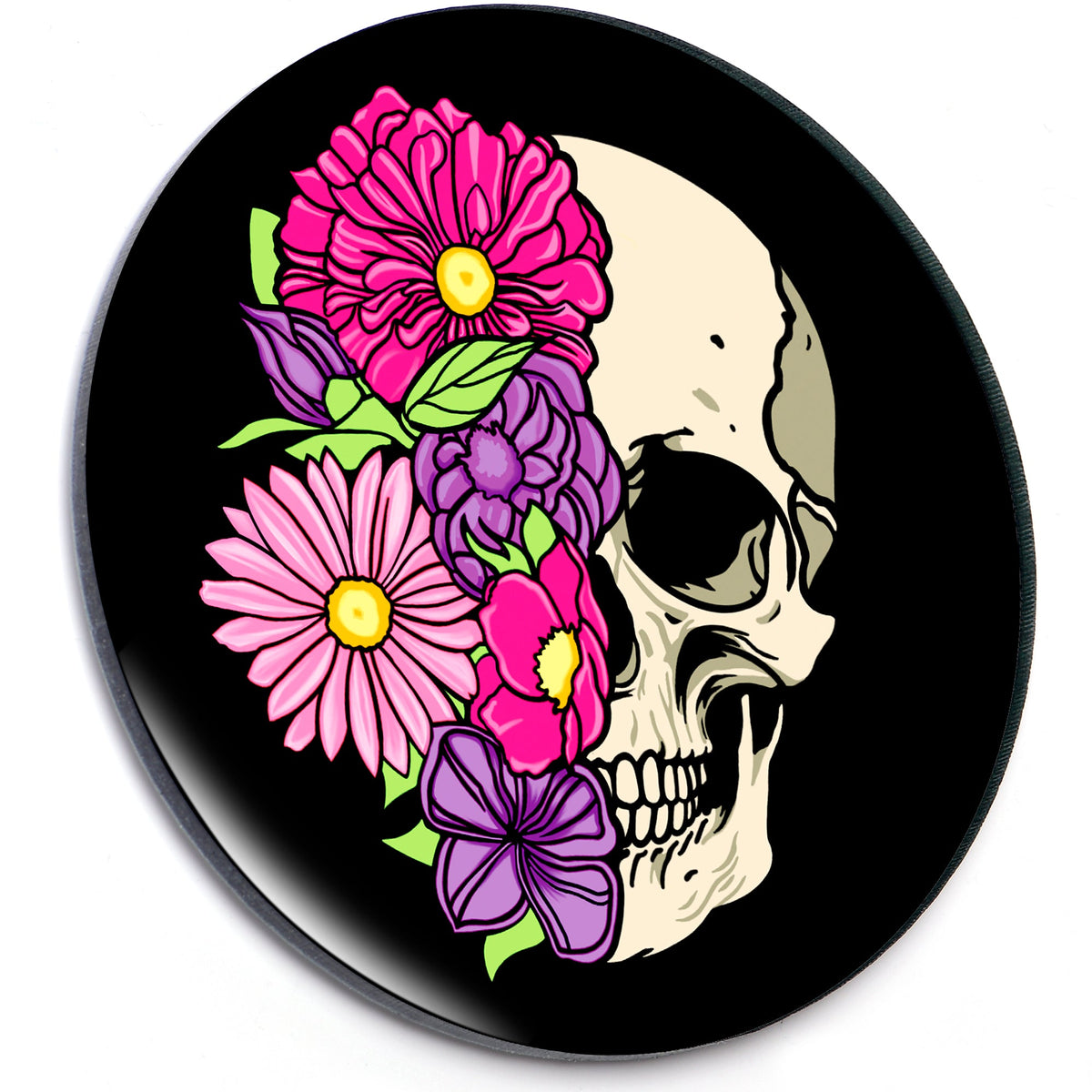 Acrylicious Floral Flowers Skull Magnet by Onyx O