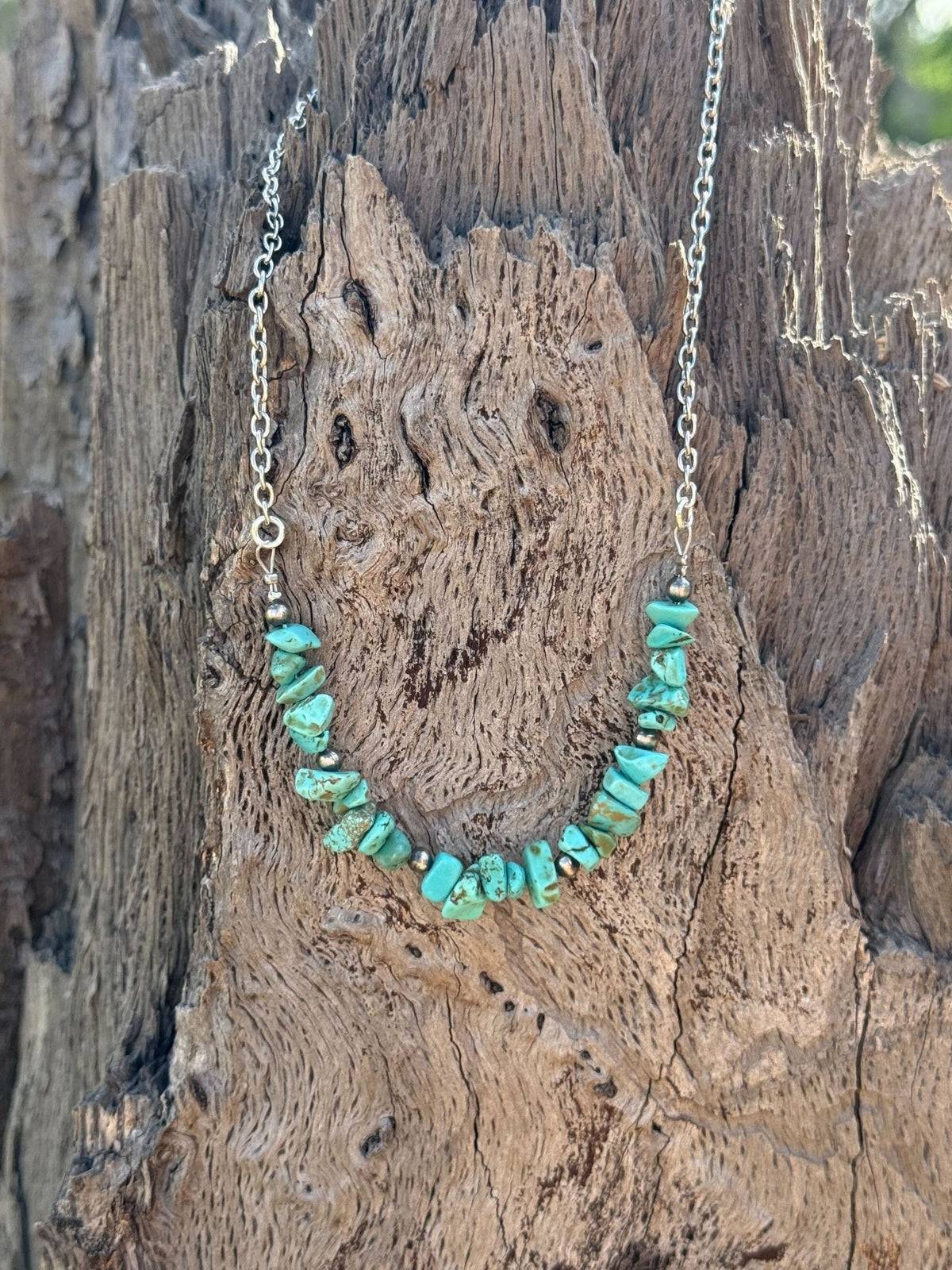 Authentic Turquoise Chips Chain Necklace