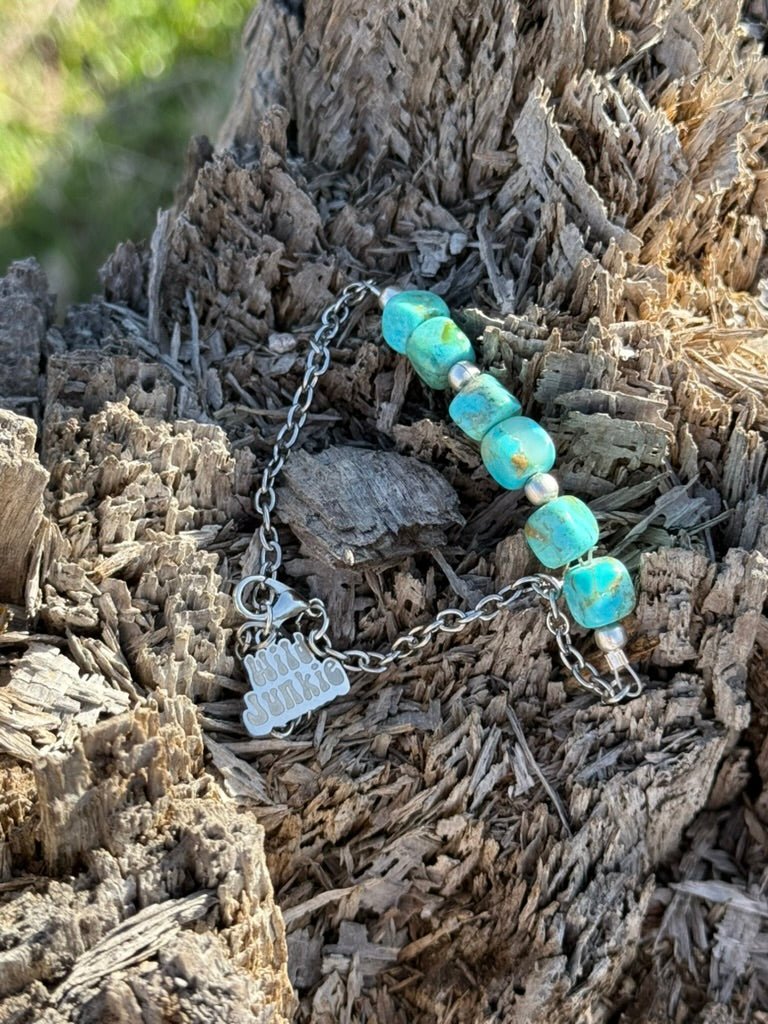 Authentic Turquoise Square Beads Chain Bracelet